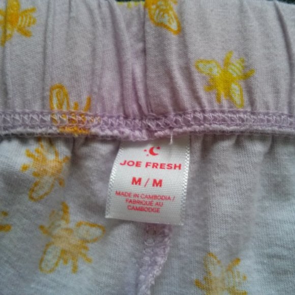 Women's Lounge Pants, Pastel Mauve & Yellow Bees, Relaxed Fit, Medium - Picture 15 of 16
